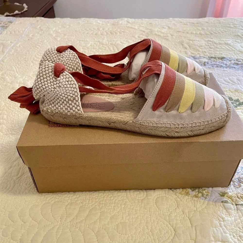 Liberitae Women’s Sandals, Size 39 (8), Beige & Colorful Straps & Jute, …